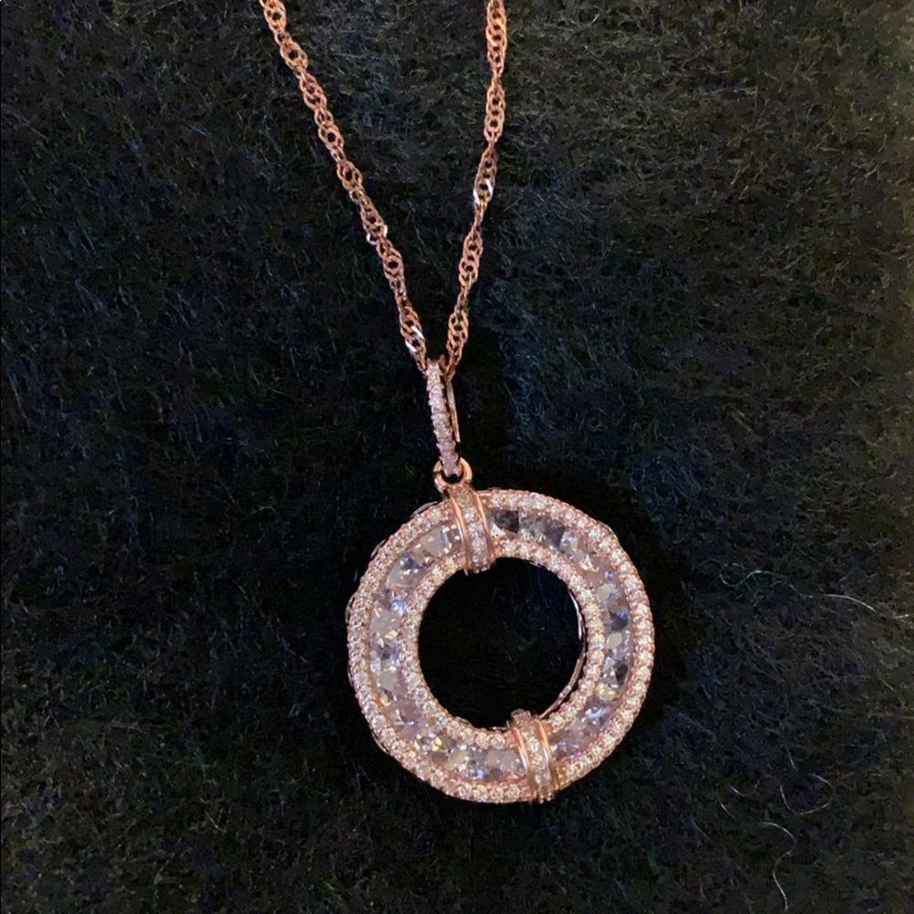 925 sterling silver/copper plated crystal necklace